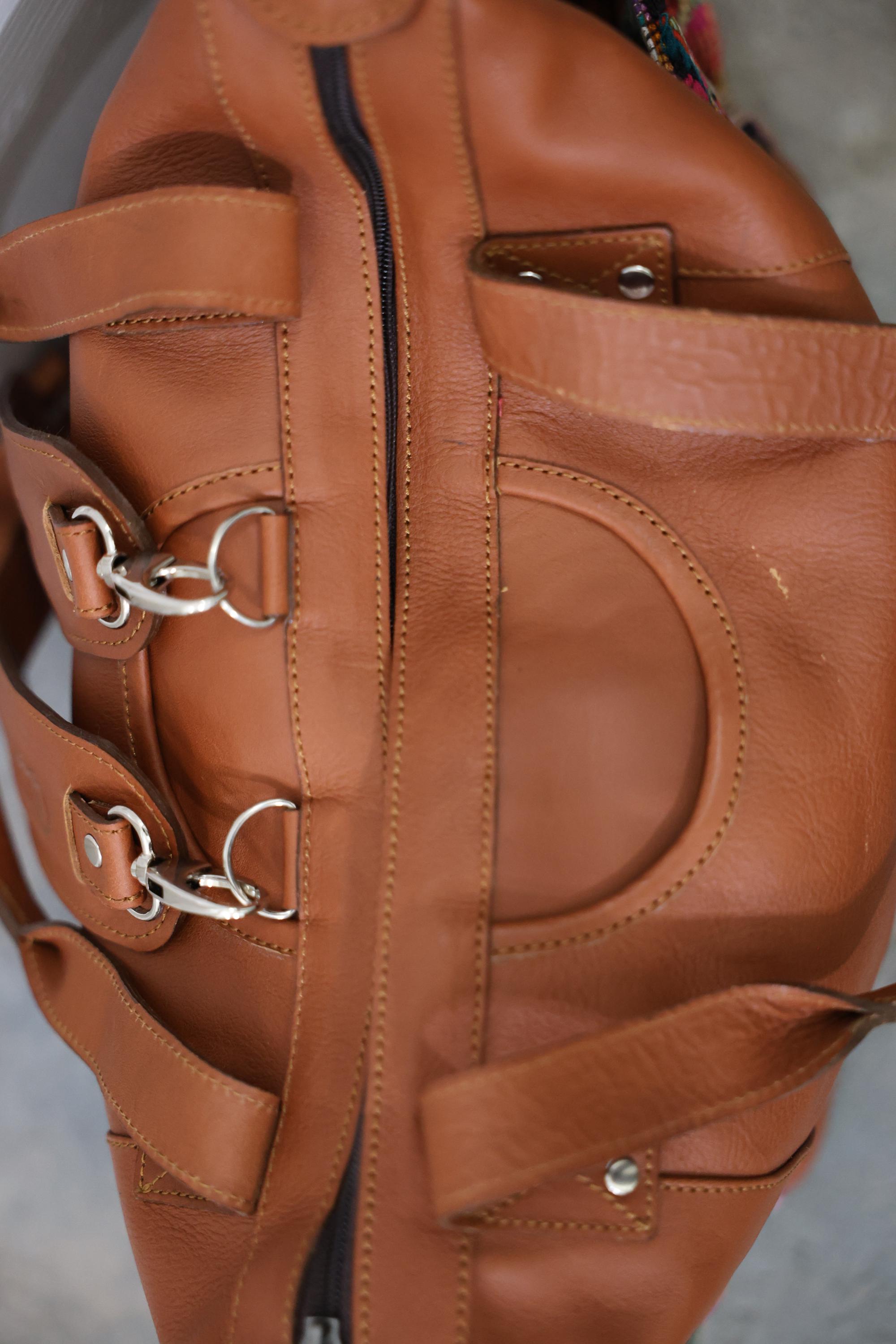 Guatemalan Convertible Bag | 100% Full-Grain Leather Vintage Huipil | Unique Bag Guatemalan Convertible Bag | 100% Full-grain Leather Vintage  main image 4