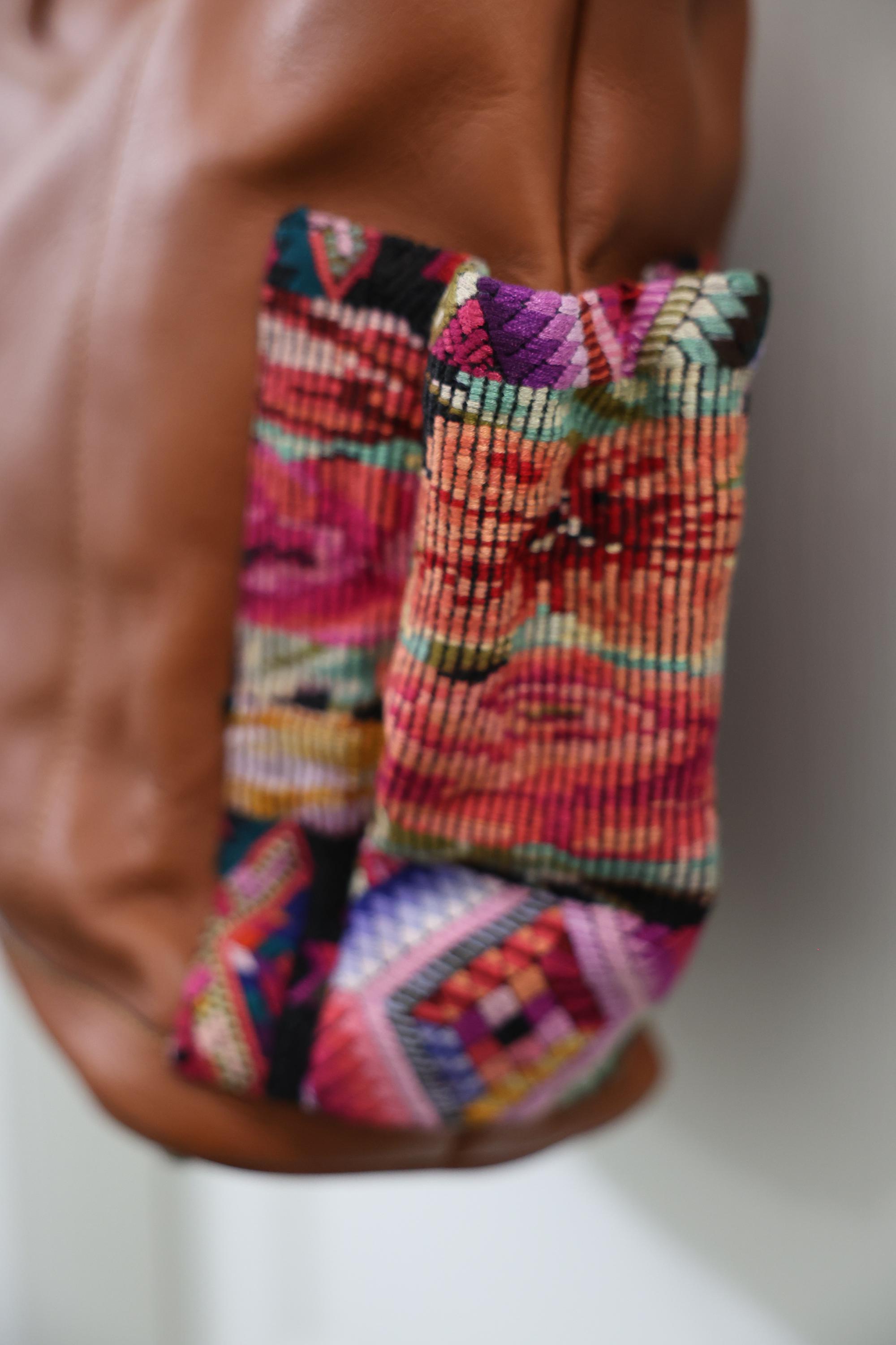 Guatemalan Convertible Bag | 100% Full-Grain Leather Vintage Huipil | Unique Bag Guatemalan Convertible Bag | 100% Full-grain Leather Vintage  main image 4