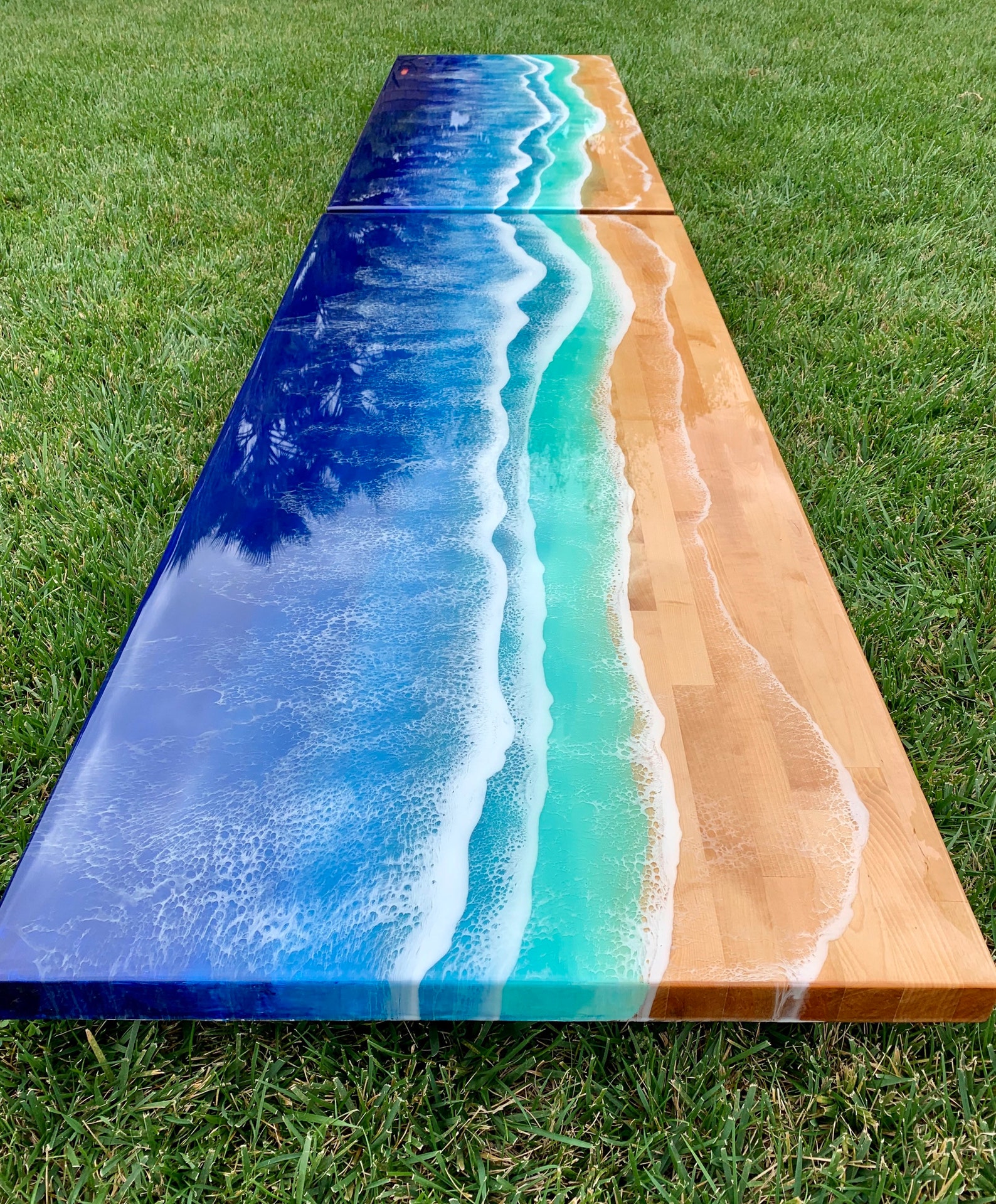 Custom Resin Ocean Art, Epoxy Resin Art, Resin Ocean Painting, Beach ...