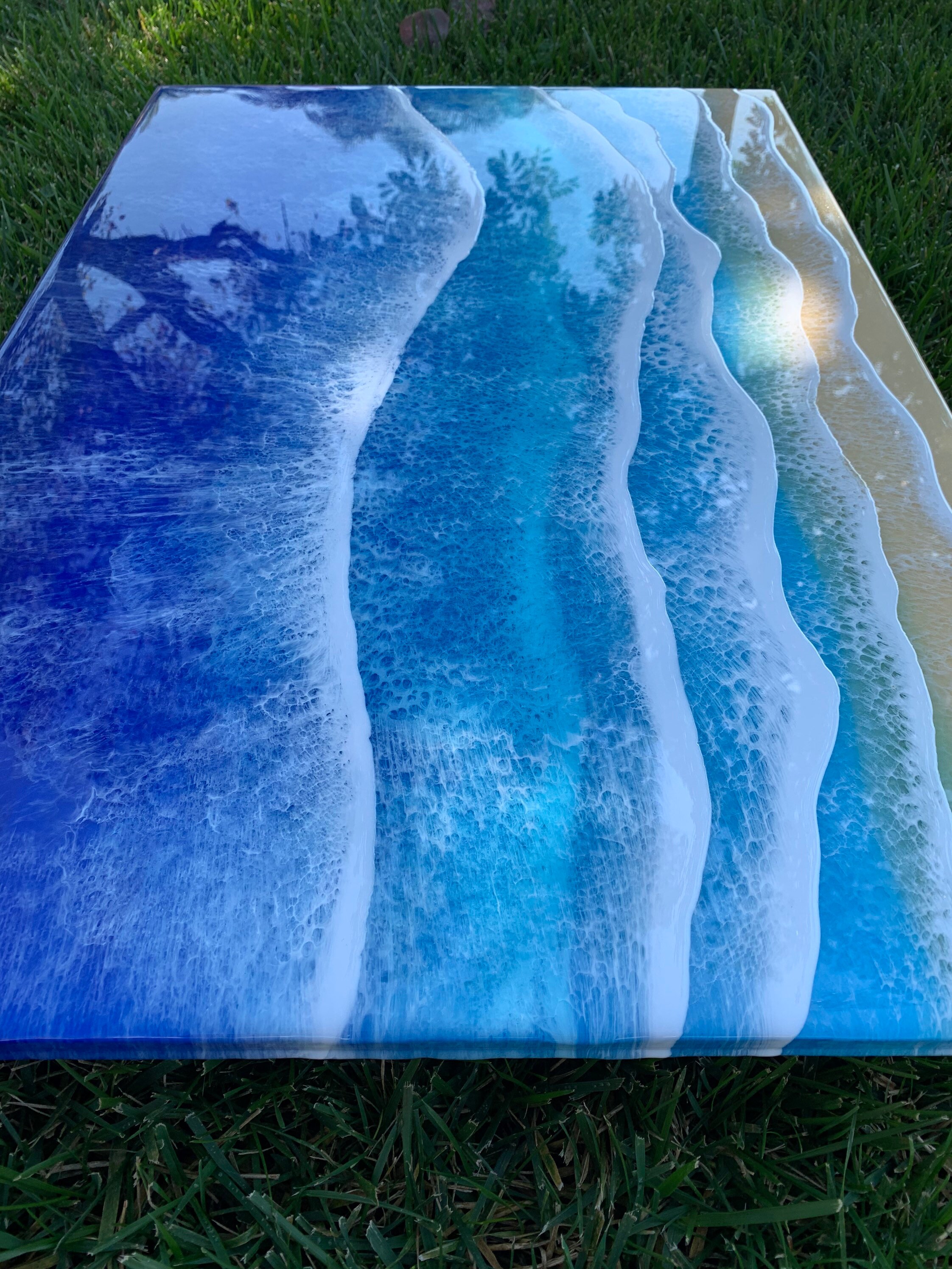 Ocean Resin Painting, Resin Seascape, Epoxy Resin Ocean, Ocean Scene