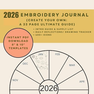 Modello di diario di ricamo 2026: riflessioni quotidiane e oltre 300 icone (download PDF)