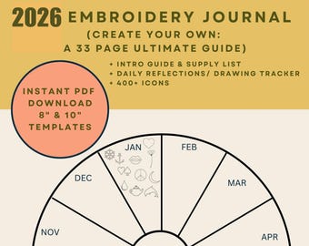 2026 Embroidery Journal Template: Daily Reflections & 300+ Icons (PDF Download)
