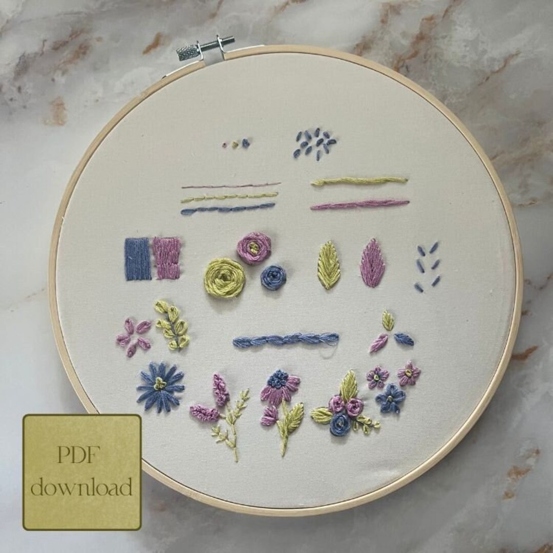 Embroidery Stitch Guide: Learn 14 Basic Stitches (PDF Pattern) - Etsy