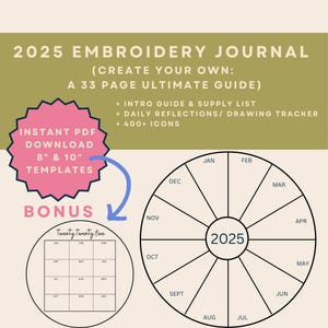 2025 Embroidery Journal Template: Daily Reflection Prompts (PDF Download)
