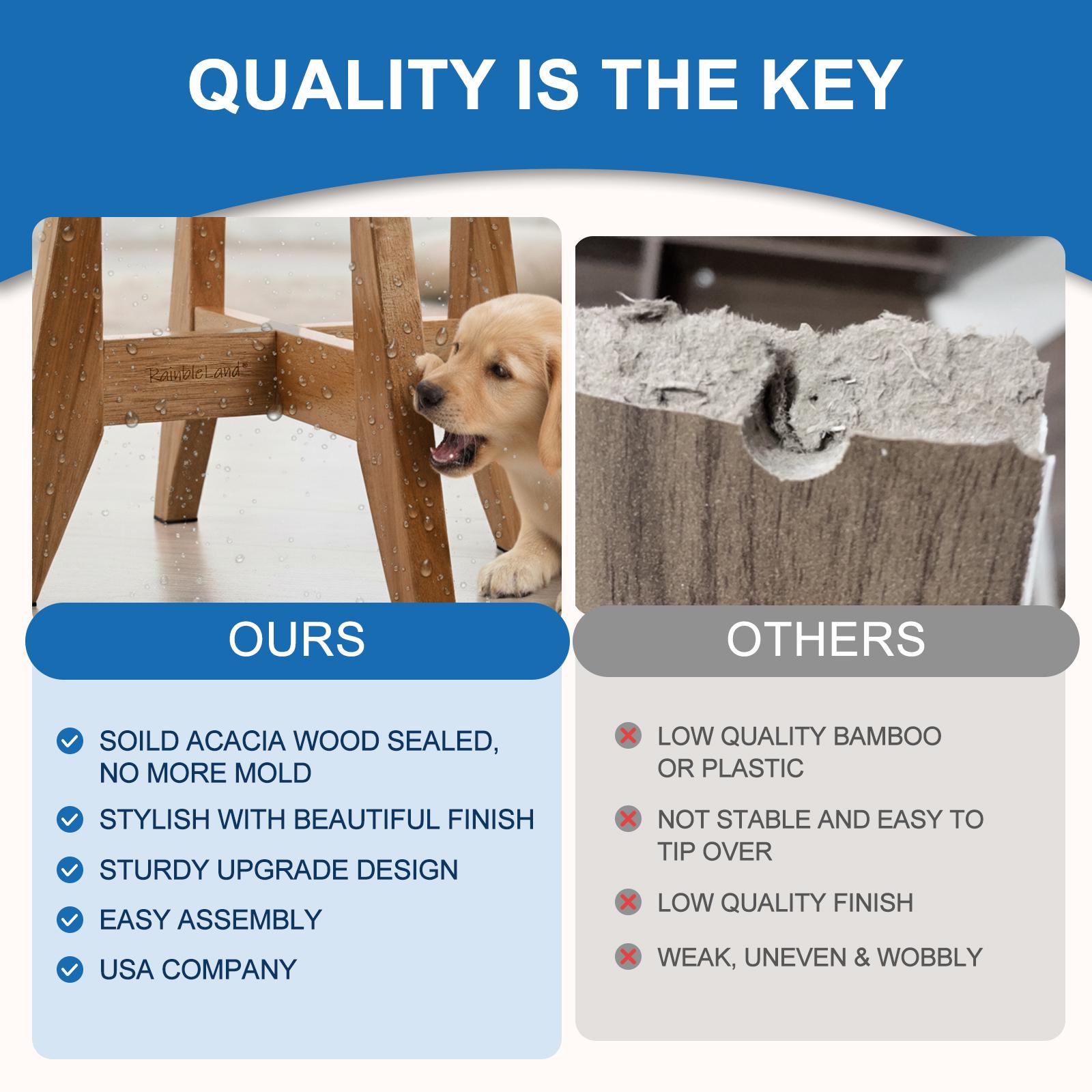 acacia dog bowl stand Elevated Acacia Wooden Double Diner for Dogs – Pawpourri main image 0