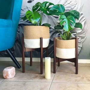 Plant Stand Indoor Wood Plant Stand Mid Century Plant Stand Modern Tall Planter Stand MCM Plant Stand Wooden Adjustable Width 9 in to 12 in