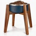 Raised Dog Bowl Stand Acacia Wood, Elevated Dog Feeder, Modern Pet Feeding Station, Fits 64oz YETI Dog Bowl