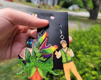 Boucles d'oreilles fleuriste et plante mangeuse d'hommes