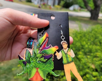 Florist and man-eating plant earrings