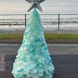 12'' light aqua Sea Glass Holiday tree © Sea Glass Christmas Tree