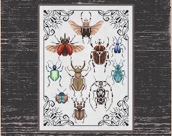 Bug Lover’s Embroidery Delight, Nature-Inspired Bug Collection: Entomology Cross Stitch Chart, Vintage Beetles & Moths, Entomologist’s Dream