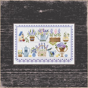Spring Bouquets Sampler Cross Stitch Pattern - Floral Garden Decor, Provencal Style Floral Garden - Home and Garden Decor Cross Stitch Chart