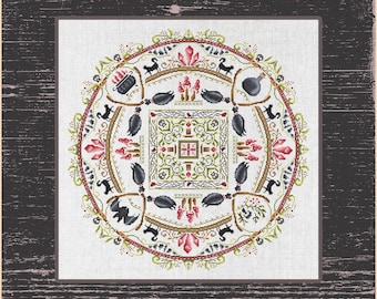 Mystical Mandala Halloween Design for Cross Stitch with Complete Stitching Instructions, Get in the Halloween Spirit with this Mandala