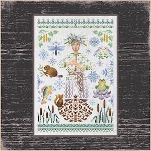 Mid Summer Sampler Cross Stitch, Slavic sampler, summer adventure design, Slavic folklore design, nature design