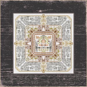 Maya-mandala kruissteekpatroon - ingewikkeld symmetrisch ontwerp voor knutselliefhebbers, verfijnd mandala-kruissteekontwerp