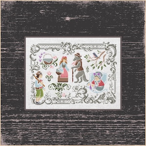 Charming Folklore Heroes Stitching Guide - Old Tales Inspired Cross Stitch Pattern, Little Red Riding Hood Sampler