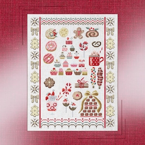 Sampler Kreuzstichmuster - Sweet Treats Galore, Sweet Christmas Cross Stitch Adventure - Mustermuster