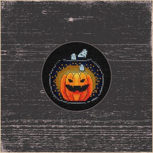 Digital Cross-Stitch Template: Halloween Harvest Edition, Alchemy of happiness. Halloween, Jack-O’-Lantern for Halloween Decor