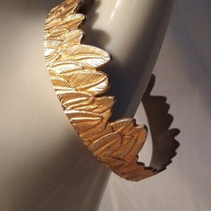 Vintage Mary McFadden Designer RARE Gold-Plated Leaves Bangle Bracelet - Estate Find