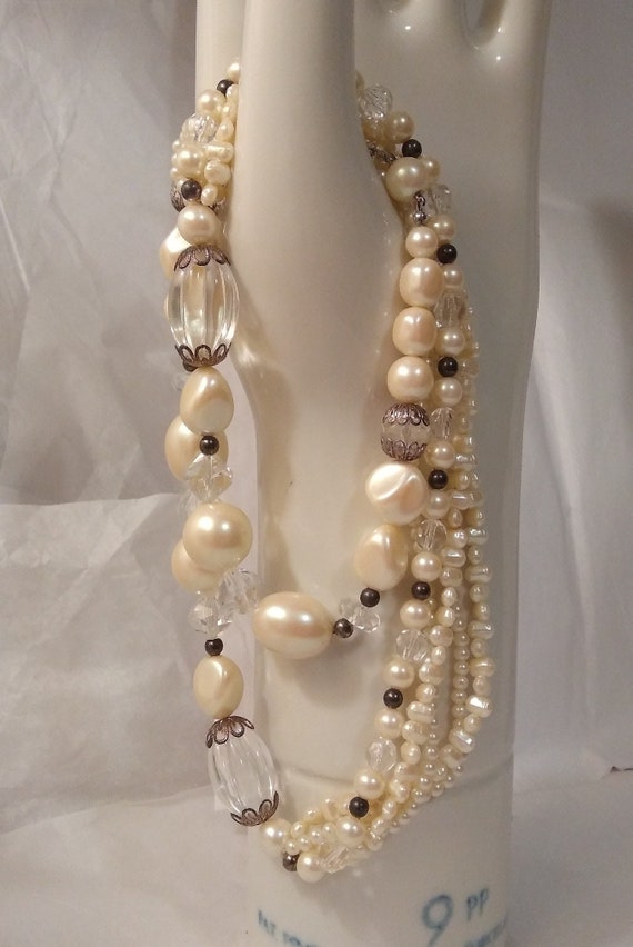 Vintage Faux Pearls and Baubles Necklace - image 1