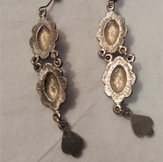 Vintage 1980's Marcasite Dangling Pierced Earring… - image 6