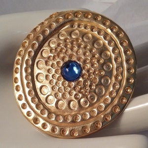 Rare Maria Snyder Vintage 1980s Runway Statement 24k Gold-Plated Modernist Sculpted Large Pin
