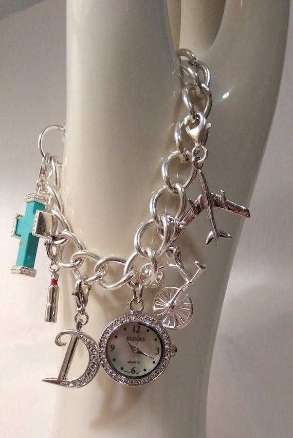 Vintage Silver-Tone Watch Charm Bracelet