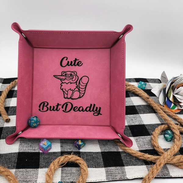 Cute but Deadly Red Panda DND dice tray / Flat Pack Multiple Colors