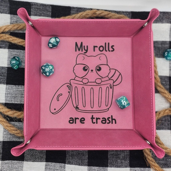 Raccoon Trash Can DND dice tray / Flat Pack tray in Multiple Colors