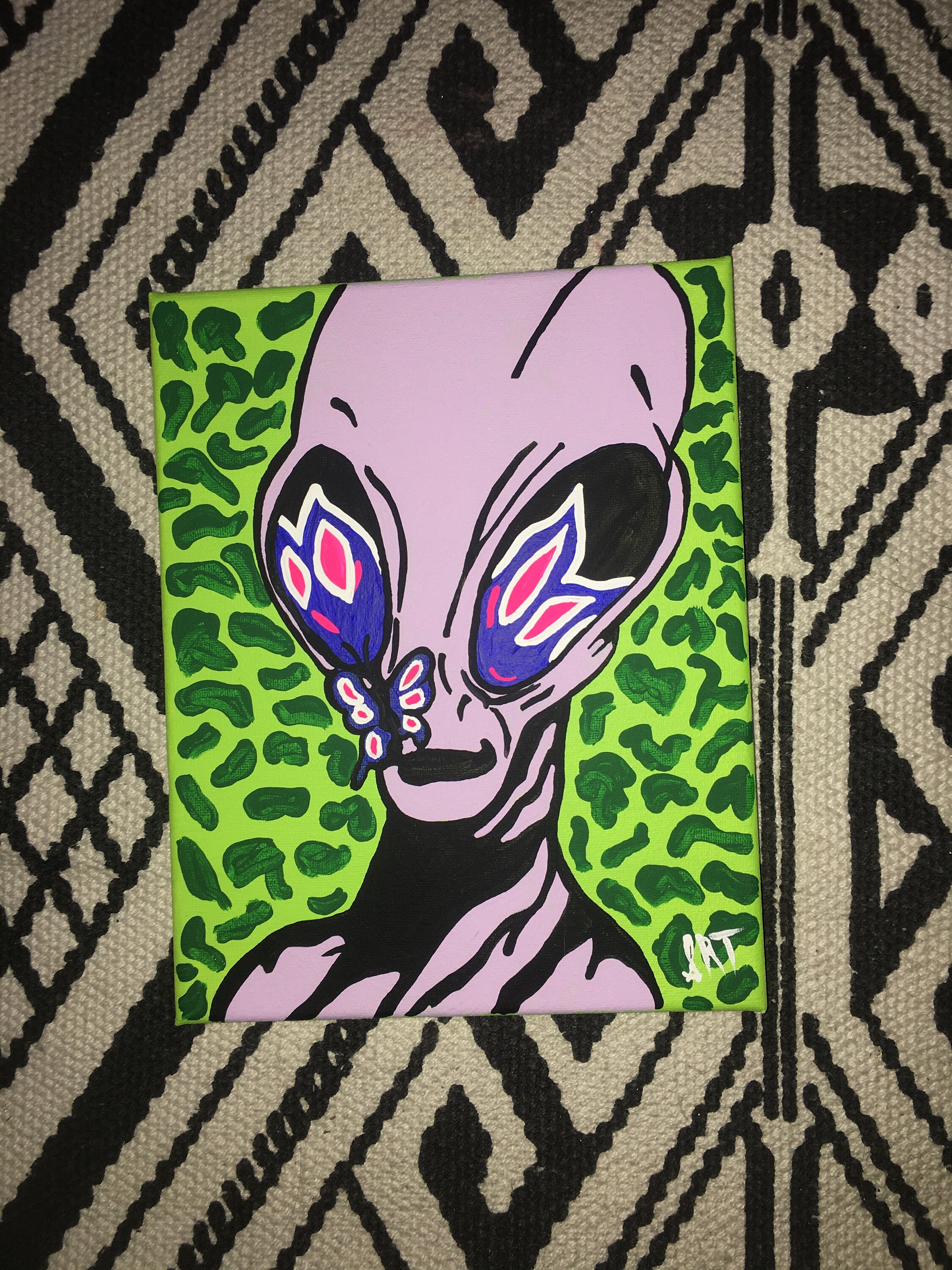 Alien Acrylic Painting | Etsy