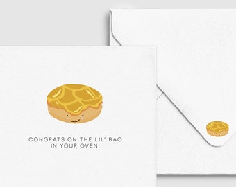 Bun Bao Baby Shower Card - Punny Pregnancy Greeting Card