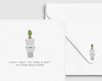 Housewarming Toilet Card - Funny New Home Greeting, Moving House Gift, Custom Personalized, Punny Washroom Bathroom
