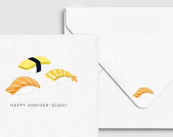 Anniver-Sushi - Asian Punny Funny Anniversary Love, Custom Personalized, Food & Drink Card