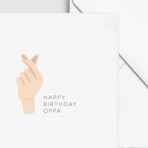 Korean Heart - Carte d’anniversaire - Oppa, Asian Punny Funny, Carte de vœux personnalisée personnalisée, Carte de célébration d’anniversaire