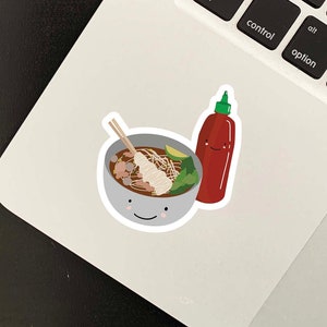 Pho Sriracha Sticker - Cute Asian Vinyl Laptop Water Bottle Notebook Journal Scrapbook Crafting Food & Drink Sticker