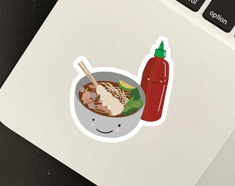 Pho Sriracha Sticker - Cute Asian Vinyl Laptop Water Bottle Notebook Journal Scrapbook Crafting Food & Drink Sticker