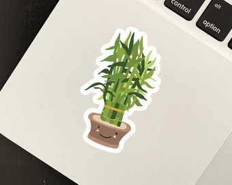 Cute Bamboo Plant Sticker - Glossy Vinyl Laptop Decal