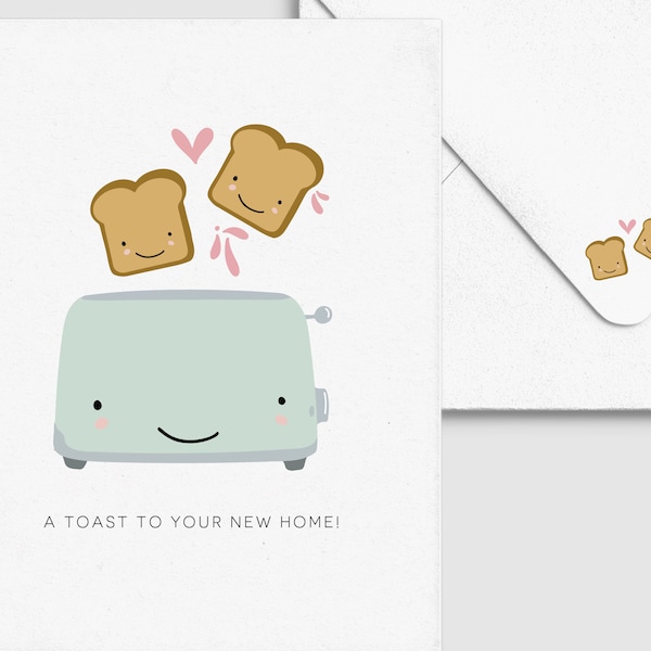 Housewarming Toast Card -  Funny New Home Greeting, Moving House Gift, Custom Personalized, Punny Bread Toaster