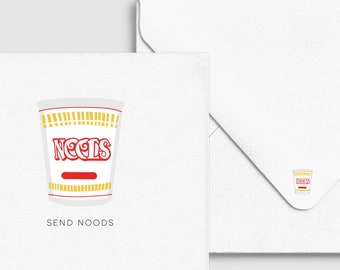 Send Noods Instant Cup Noodle Greeting Card - Asian Punny Funny, Cute Love/Valentine, Food & Drink Card