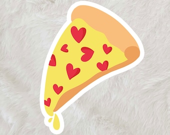 Pizza Sticker with Hearts – Glossy Vinyl Laptop Decal