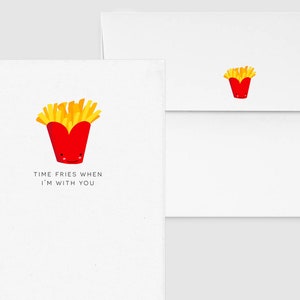Time Fries When I'm With You - Punny Lustige Jahrestag Liebesgruß, personalisiert, Essen & Trinken Quarantäne Karte