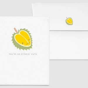 You’re So Stinkin' Cute Durian Card - Asian Punny Funny Anniversary Love Valentine Card, Personnalisé, Food & Drink Fruit Card