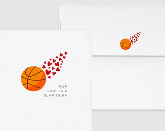 Our Love is a Slam Dunk Basketball Card - Love/Valentine/Anniversary Card Punny Funny Cute NBA Greeting Card