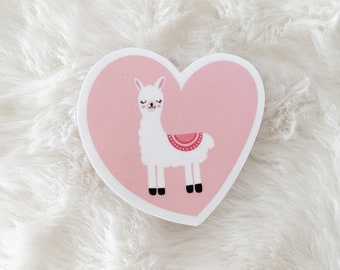 Llama Alpaca Heart Sticker Cute  - Vinyl Laptop Water Bottle Notebook Journal Scrapbook Bujo Animal Love Sticker