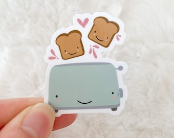 Toaster Toast Bread Sticker Cute  - Vinyl Laptop Water Bottle Notebook Journal Scrapbook Bujo Food/Drink Snacks Sticker