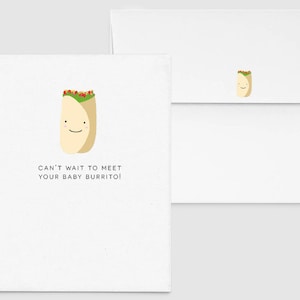 J'ai hâte de rencontrer votre bébé burrito ! Cartes de voeux pour bébé, nouveau-né, baby shower, cartes de nourriture