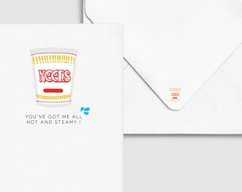 Send Noods Instant Cup Noodle Greeting Card - Asian Punny Funny, Cute Love/Valentine, Food & Drink Card