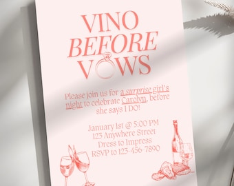 Vino Before Vows (Editable Canva Digital File Invitation Template)