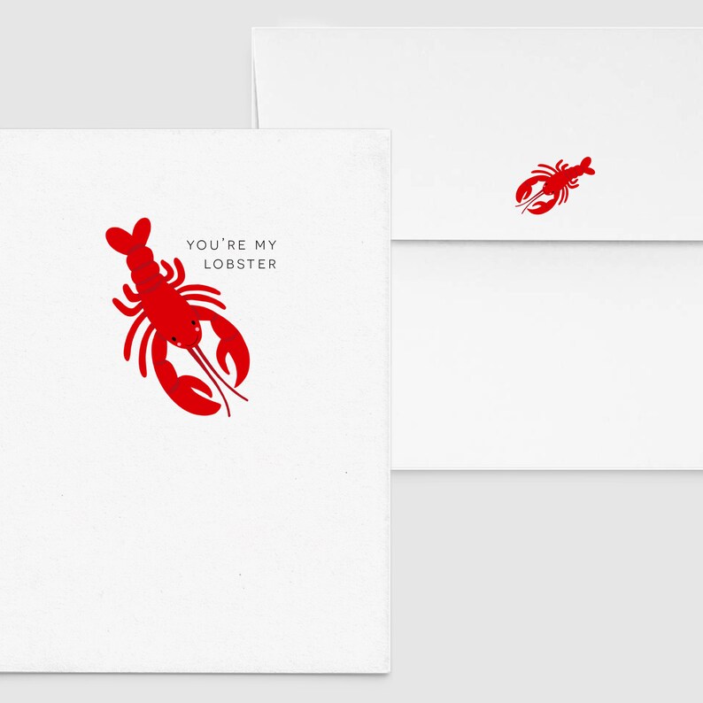 You're My Lobster Friends Punny Funny Anniversary Love Greeting, Custom Personalized, Food & Drink Card image 1