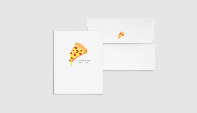 I Love Every Pizza You Punny Funny Anniversary Love Greeting, Custom Personalized, Food & Drink Card image 2